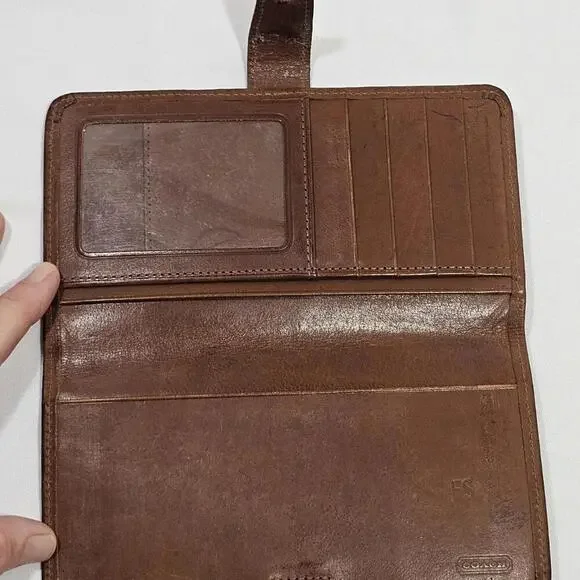 Vintage COACH Wallet Brown Clutch Bifold Pocket Checkbook Rare - Picture 4 of 7